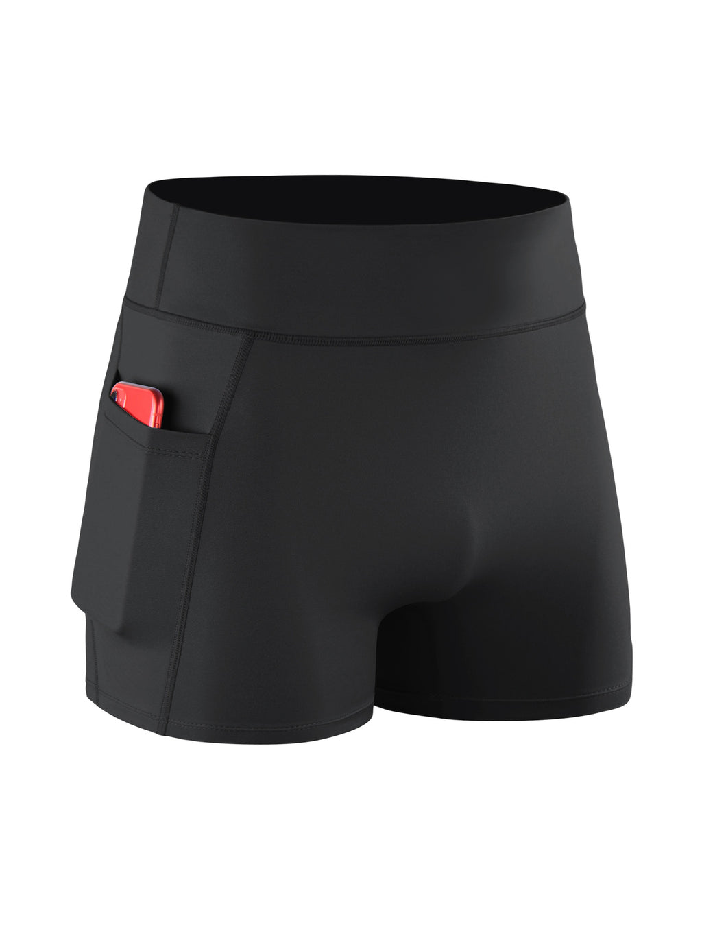 High waist fitness shorts men's sports tights pocket Breathable High elastic compression leggings running fitness three pants