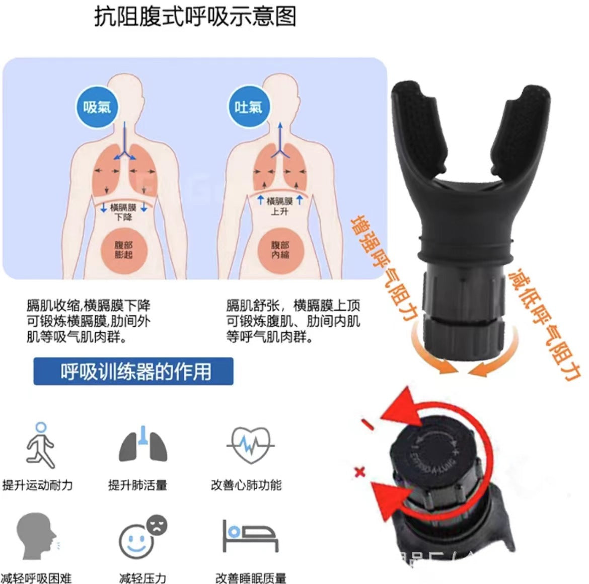 Entraîneur respiratoire portable pour capacité pulmonaire