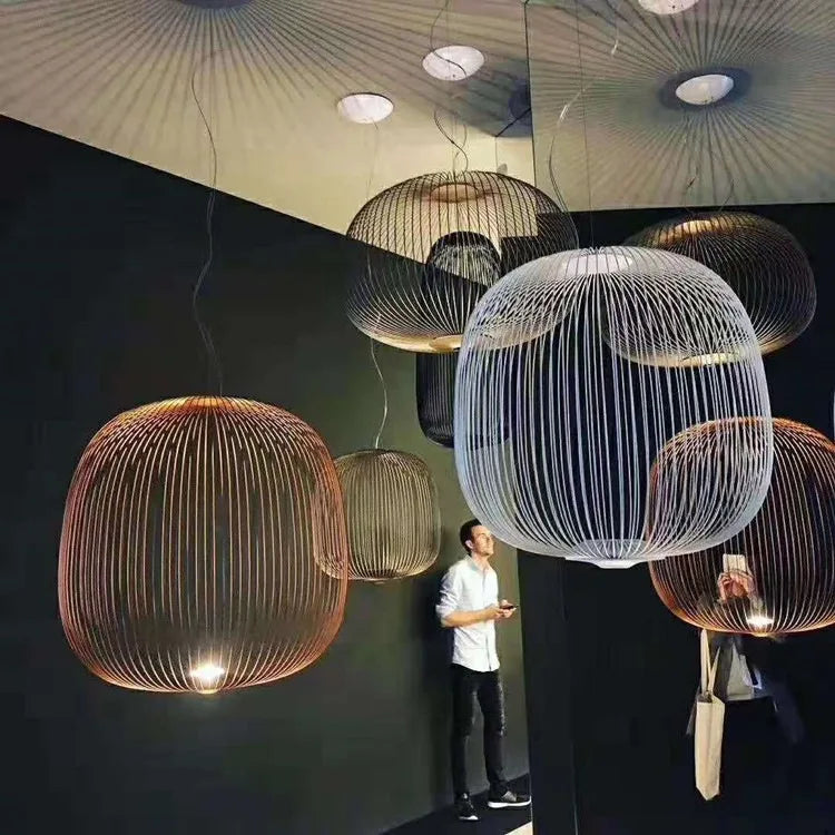 Italian Pendant Lamp minimalist Birdcage Hanging Light Designer Foscarini Spokes 1/2 Light  Home Decor stairway spot lighting