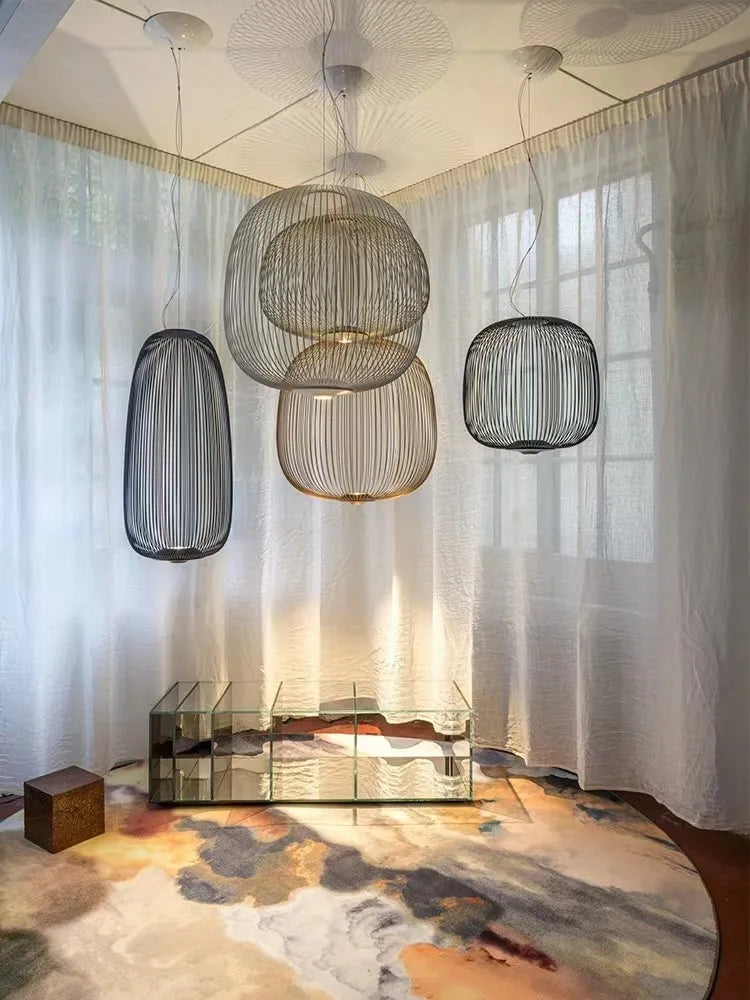 Italian Pendant Lamp minimalist Birdcage Hanging Light Designer Foscarini Spokes 1/2 Light  Home Decor stairway spot lighting